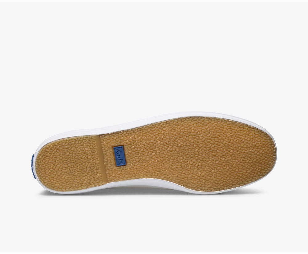 Slip Ons Keds Mujer Blancas - Champion Slip On Cuero - 579-UMRTWZ